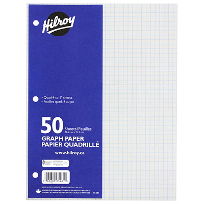 Hilroy Graph Paper (4:1" Quad) - 50 sheets
